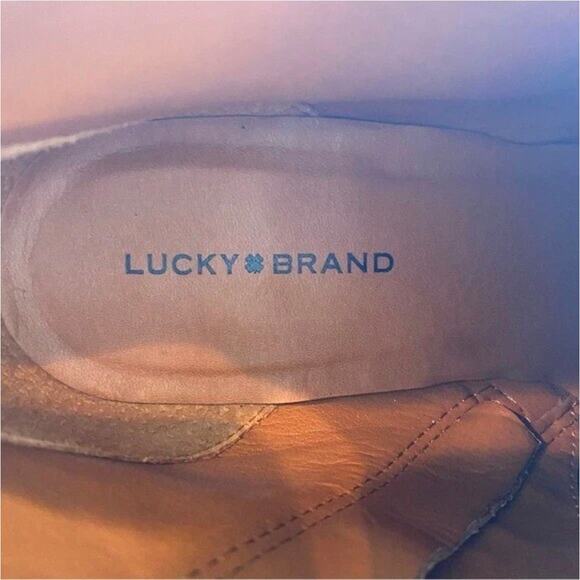 Lucky Brand Boots Pellyon Brown Suede Leather Block Heel Ankle Casual Size 7.5 - Picture 6 of 7